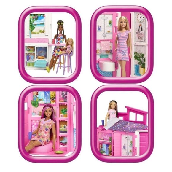 Barbie Getaway House Playset with 4 Play Areas and Pink - Picture 2 of 12